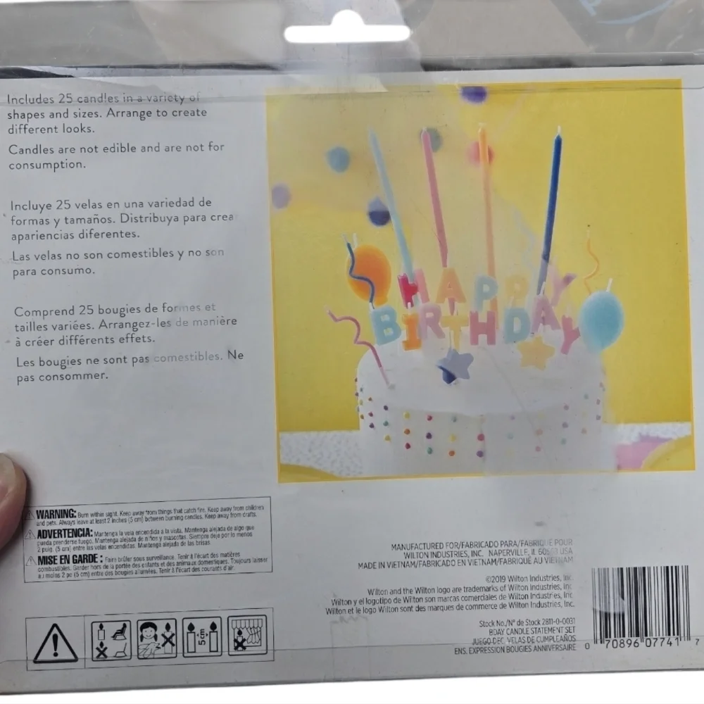 Wilton Brand New Happy Birthday Candle Set 25-Ct Multi-Color Cake Decor NWT